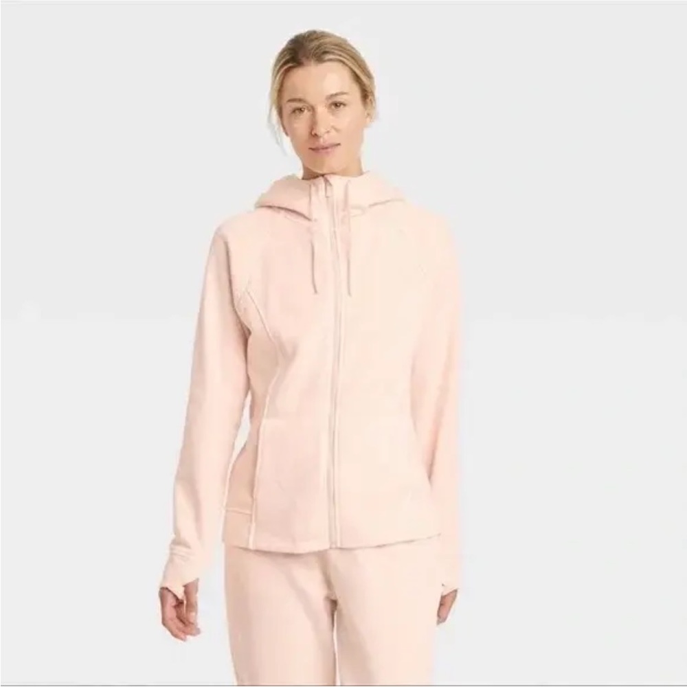 All in Motion Peach Fleece Full Zip Hoodie Jacket - Picture 2 of 6